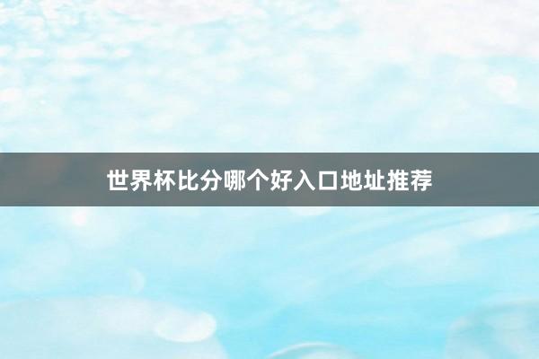 世界杯比分哪个好入口地址推荐